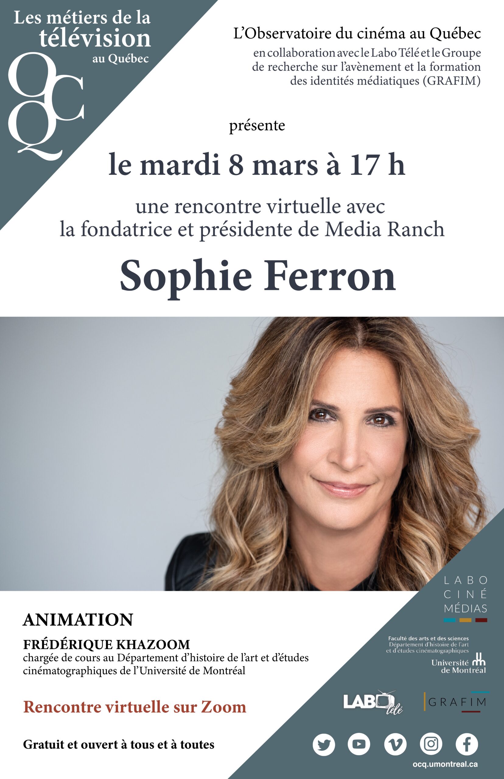 You are currently viewing 08/03/2022 - Mardis de l'OCQ : Rencontre virtuelle avec Sophie Ferron