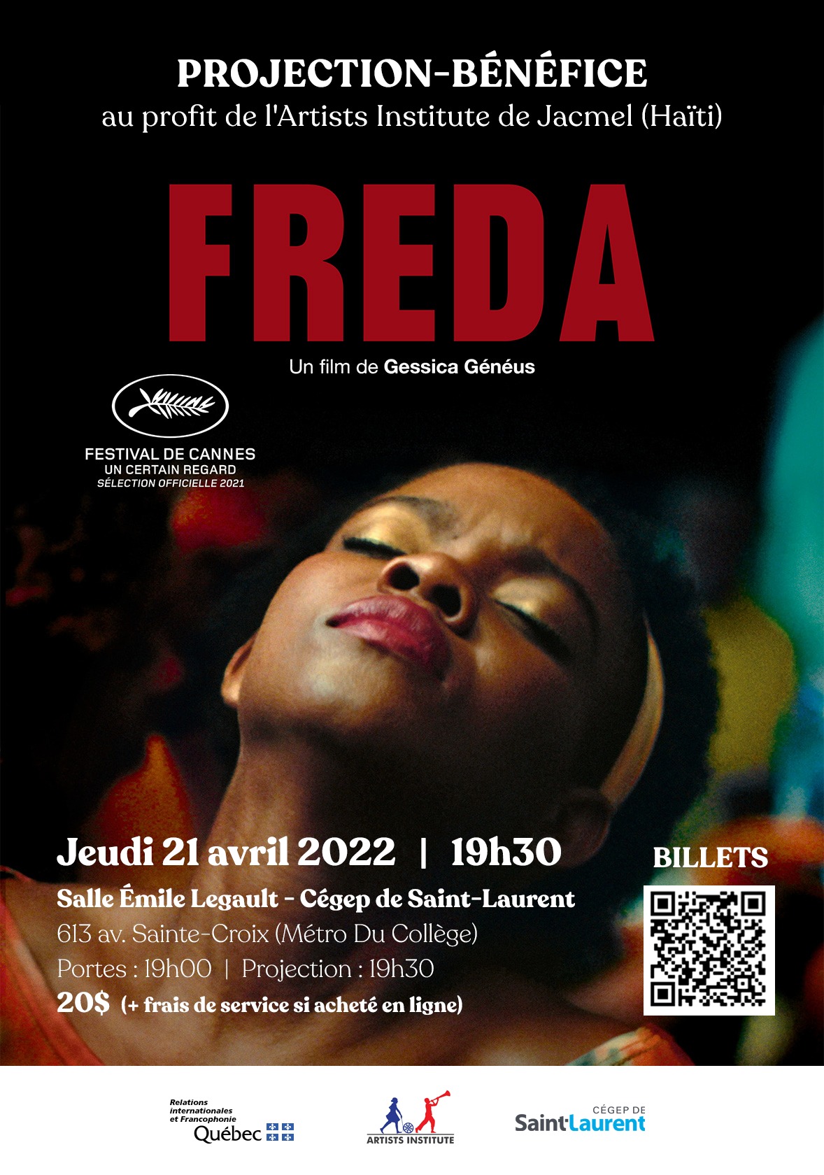 You are currently viewing 21/04/2022 - Projection-bénéfice : FREDA de Gessica Généus