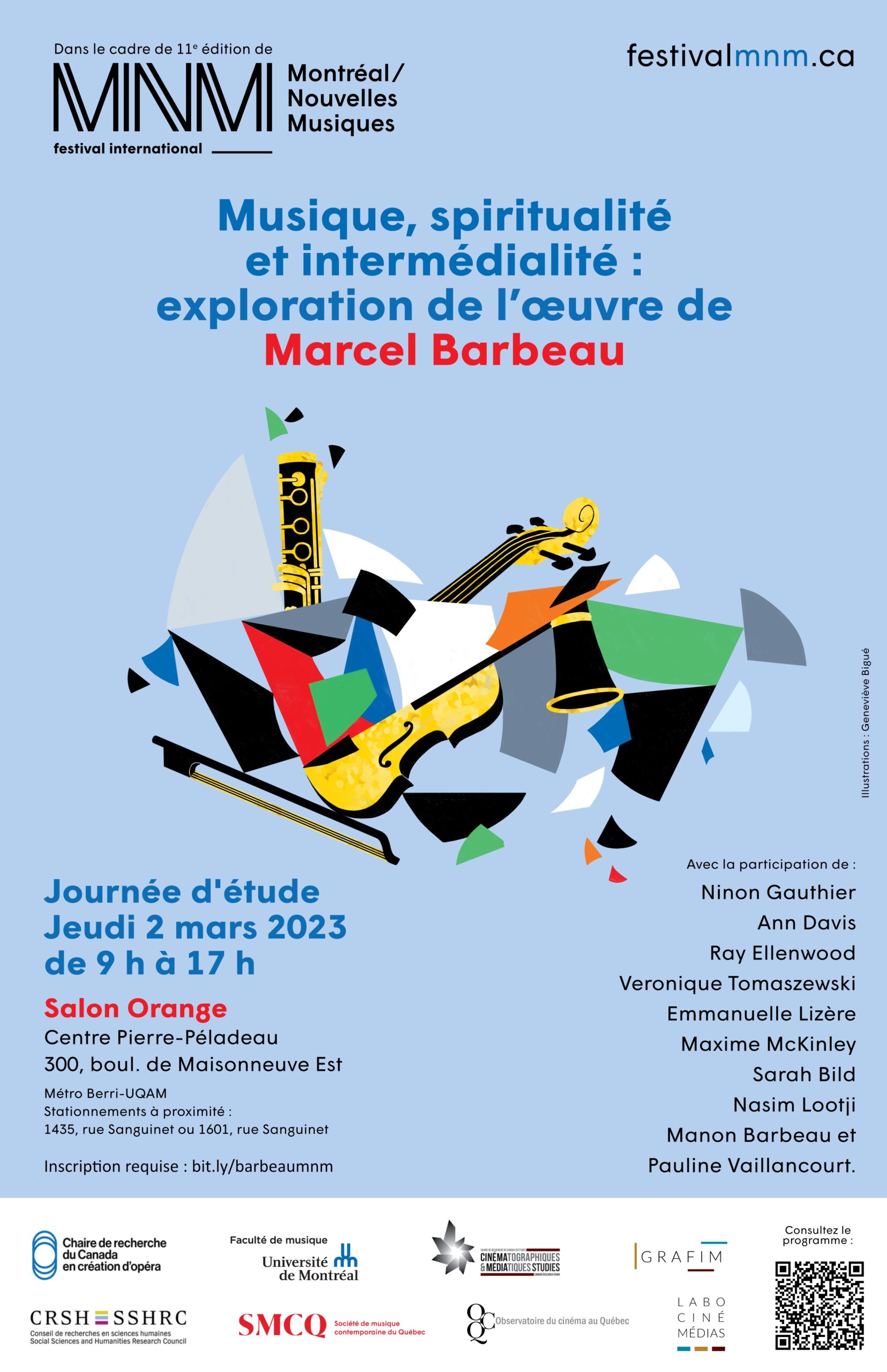 You are currently viewing 02/03/2023 - Journée d'étude « Musique, spiritualité et intermédialité : Exploration de l’œuvre de Marcel Barbeau »