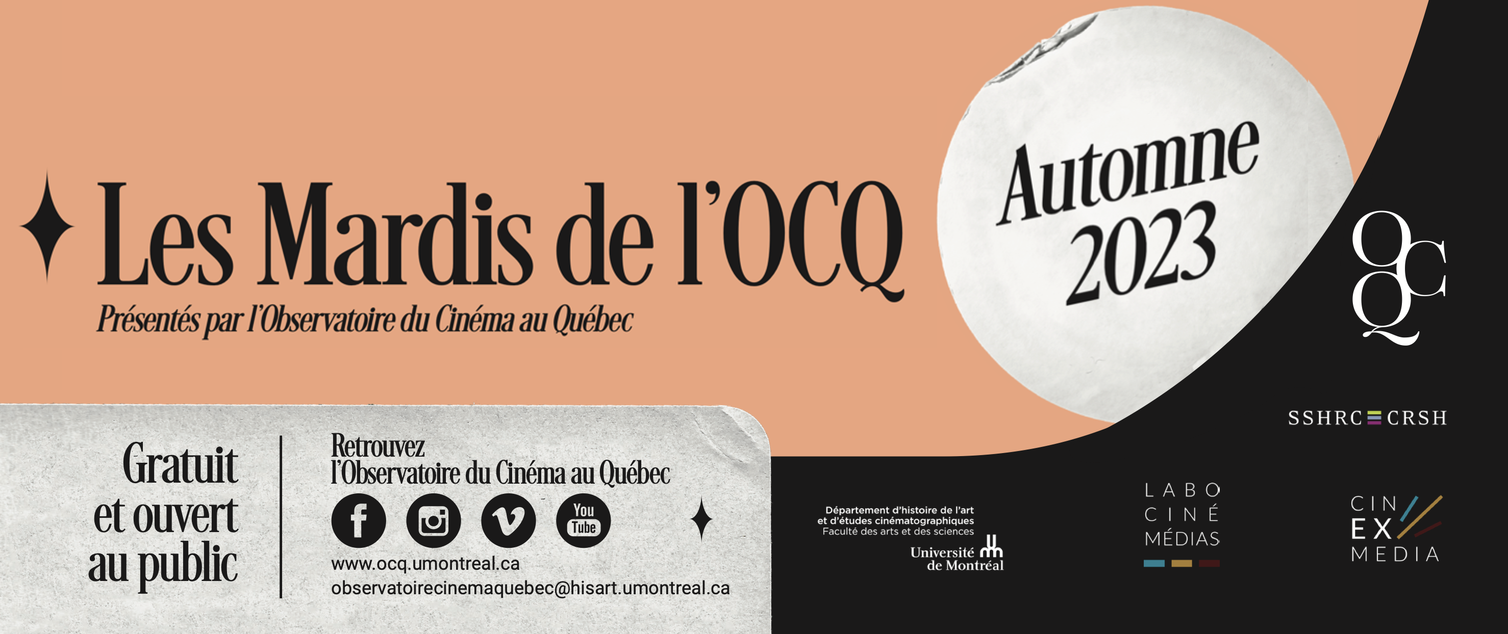 Read more about the article The Observatoire du cinéma au Québec (OCQ) is pleased to present its programming for the fall trimester of 2023.